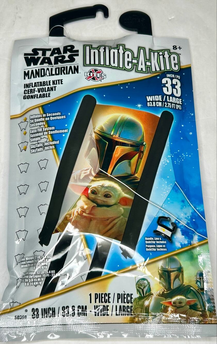 Star Wars Mandalorian Grogu 33" Inflate-A-Kite Inflatable Frameless New